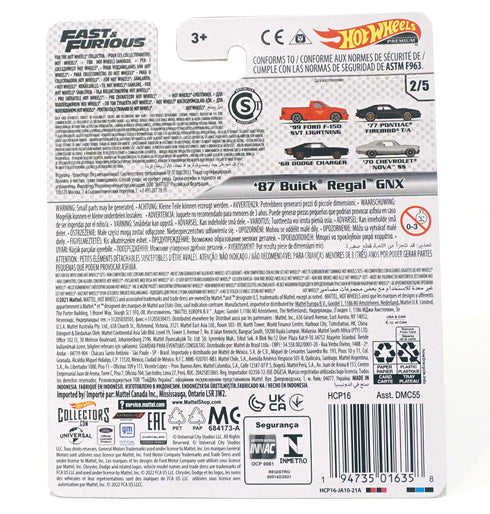 Hot Wheels Fast and Furious 87 Buick Regal Grand National GNX Diecast